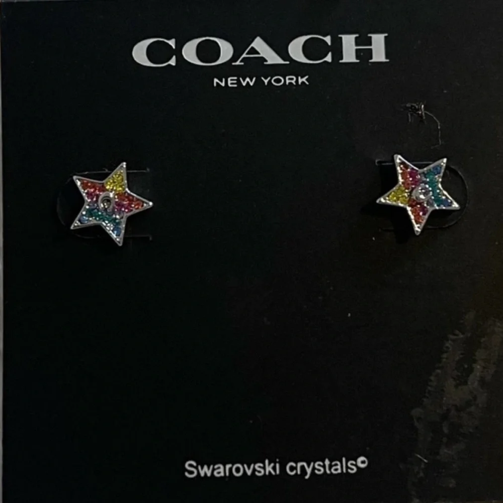 COACH Rainbow Swarovski Crystal Star Earrings - Picture 3 of 4